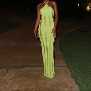 Vibrant Green Distressed dress